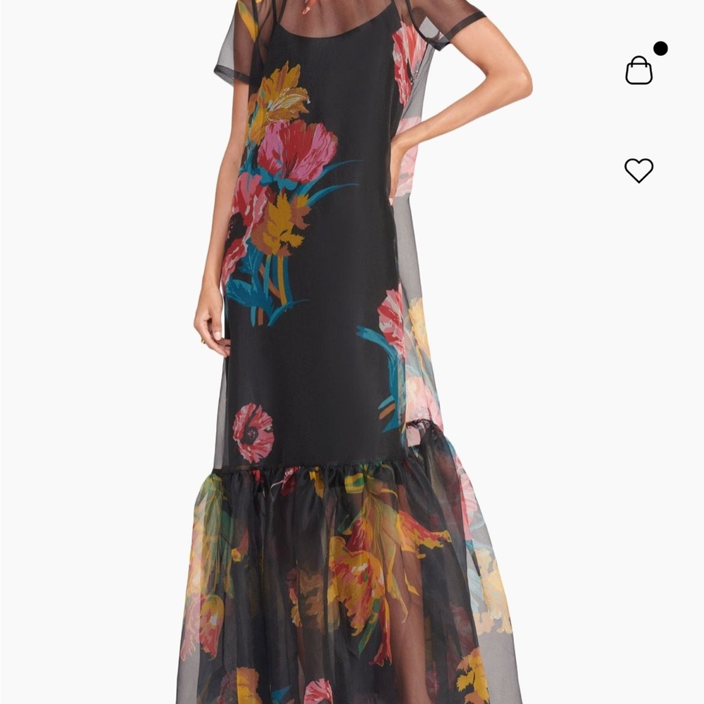 Chic Black Floral Sheer Gown
